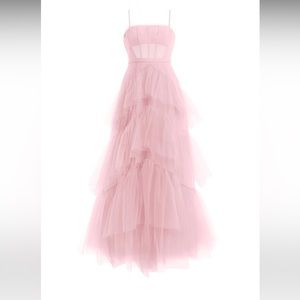 Oly Tiered Ruffle Tulle Evening Gown